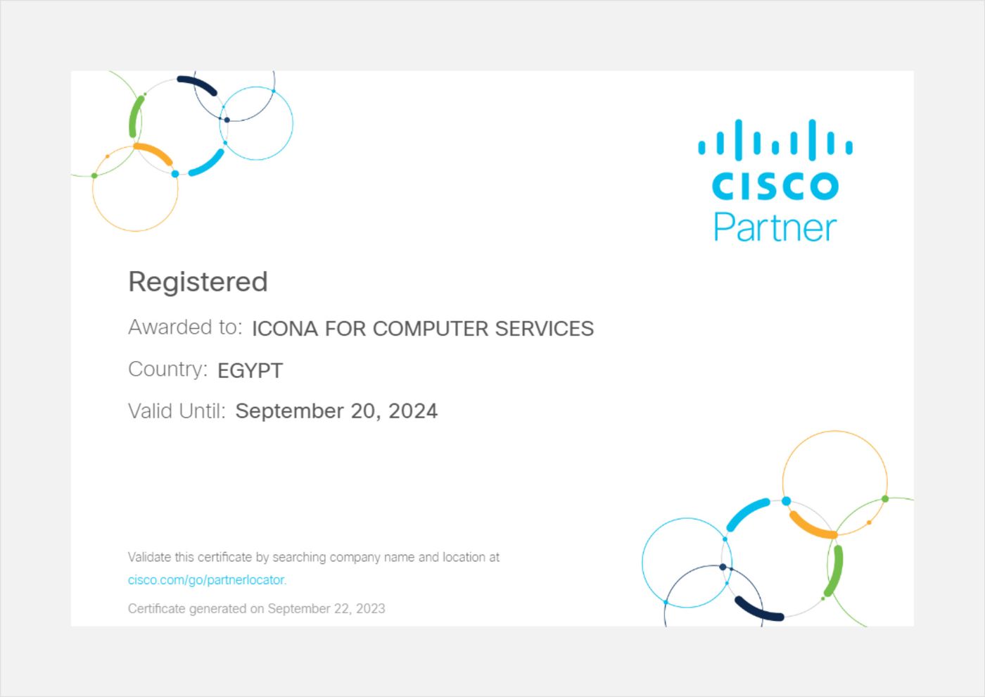 Cisco Registered Partner Certificate